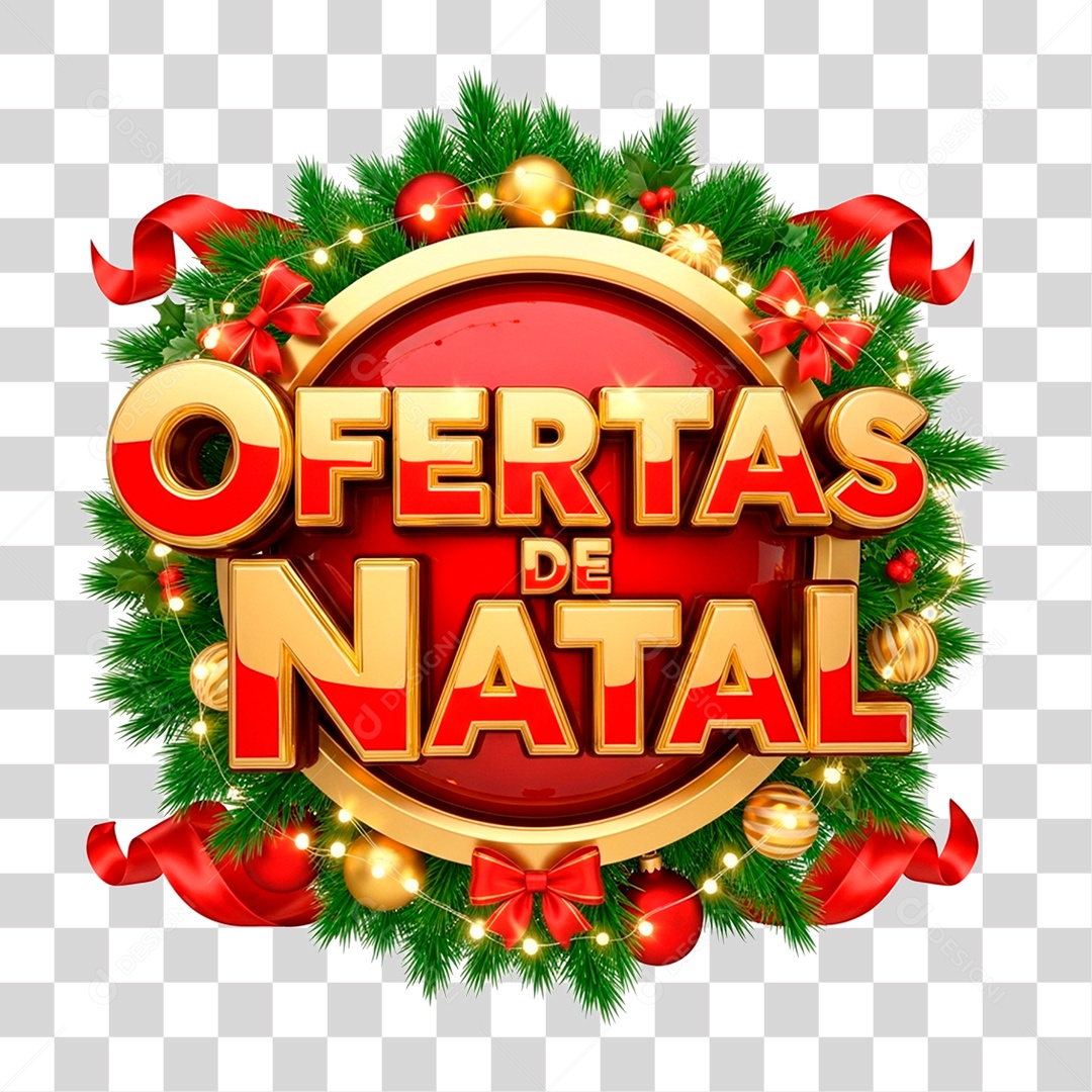 Selo 3D Ofertas de Natal PNG Transparente