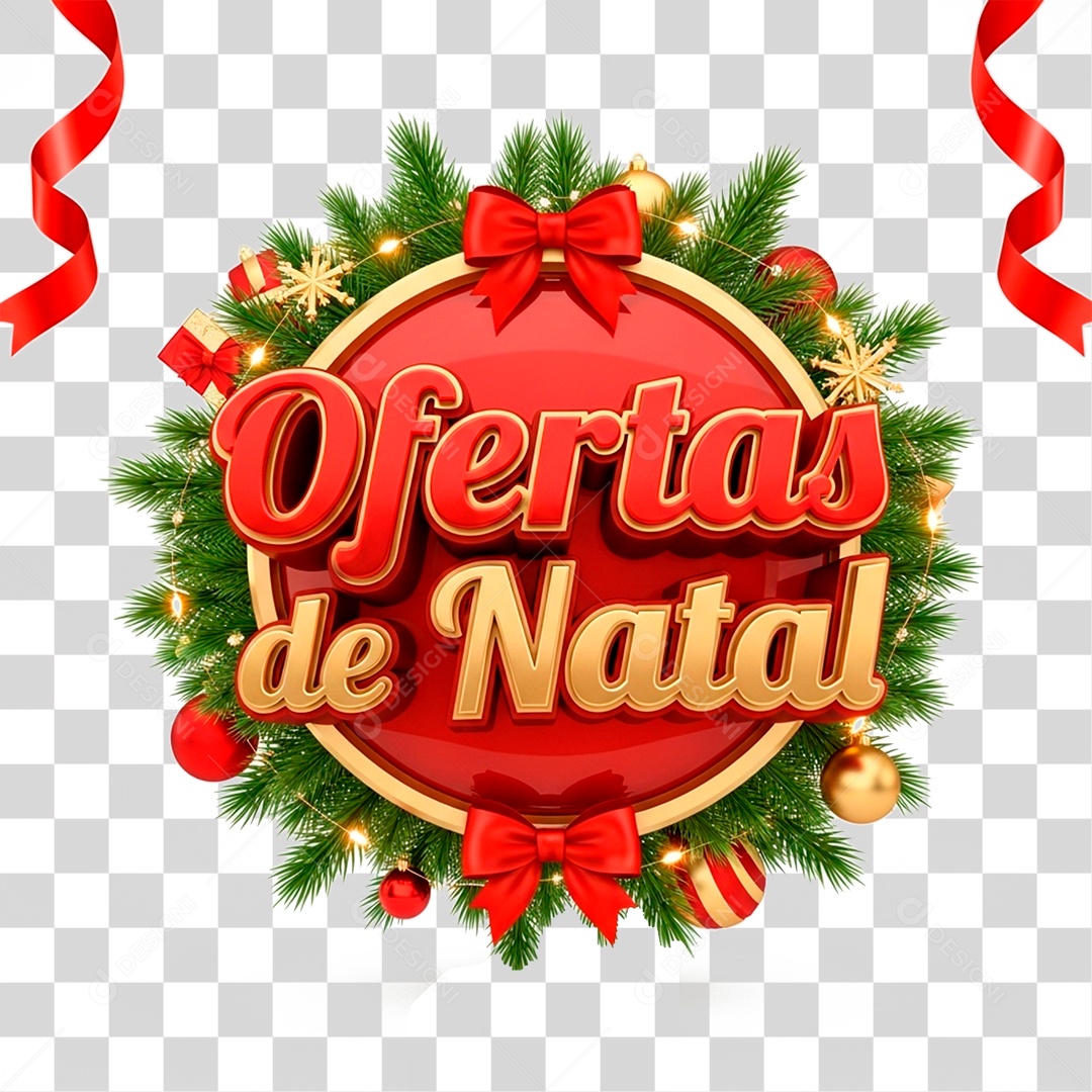 Selo 3D Ofertas de Natal PNG Transparente