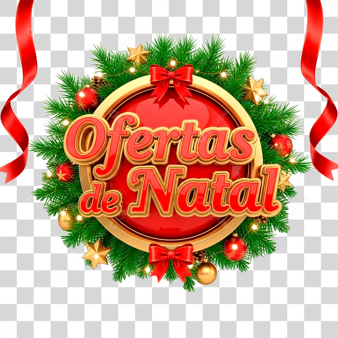 Selo 3D Ofertas de Natal PNG Transparente