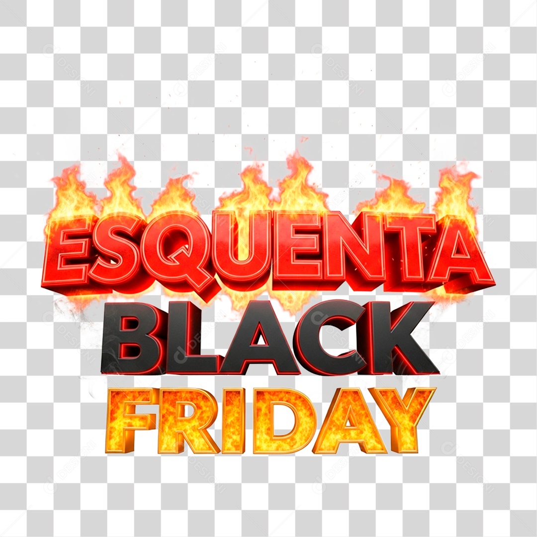 Selo 3D Esquenta Black Friday para Composição PNG Transparente
