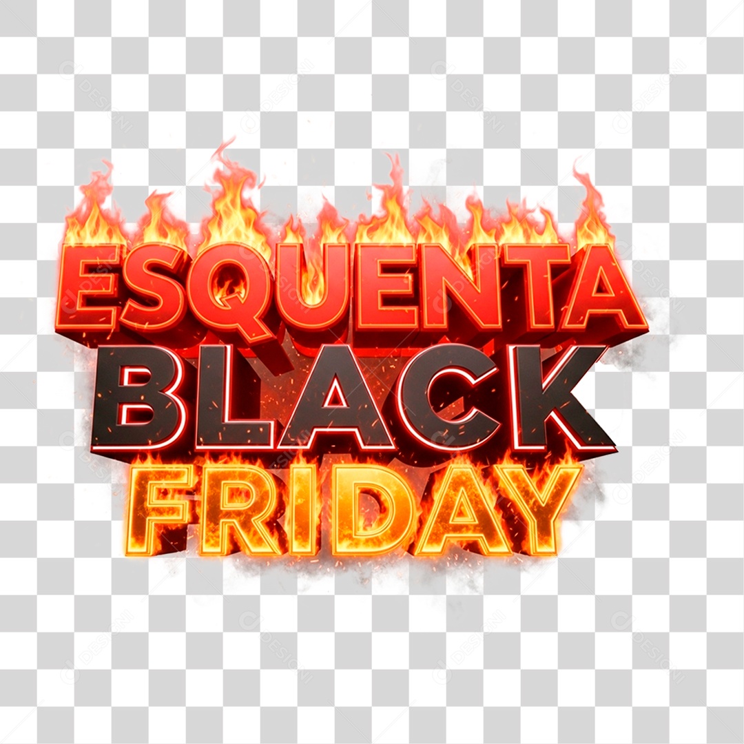 Selo 3D Esquenta Black Friday para Composição PNG Transparente