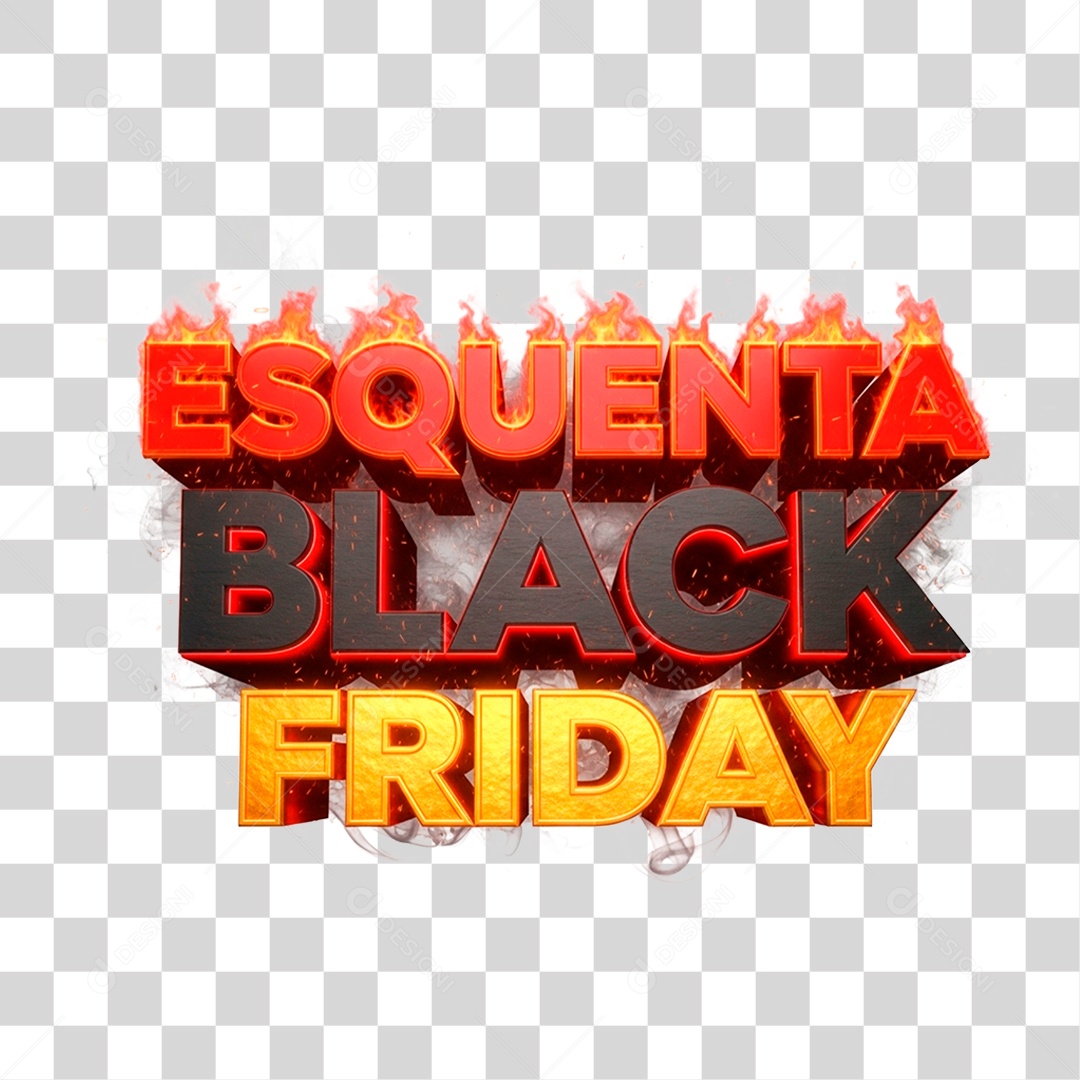Selo 3D Esquenta Black Friday para Composição PNG Transparente