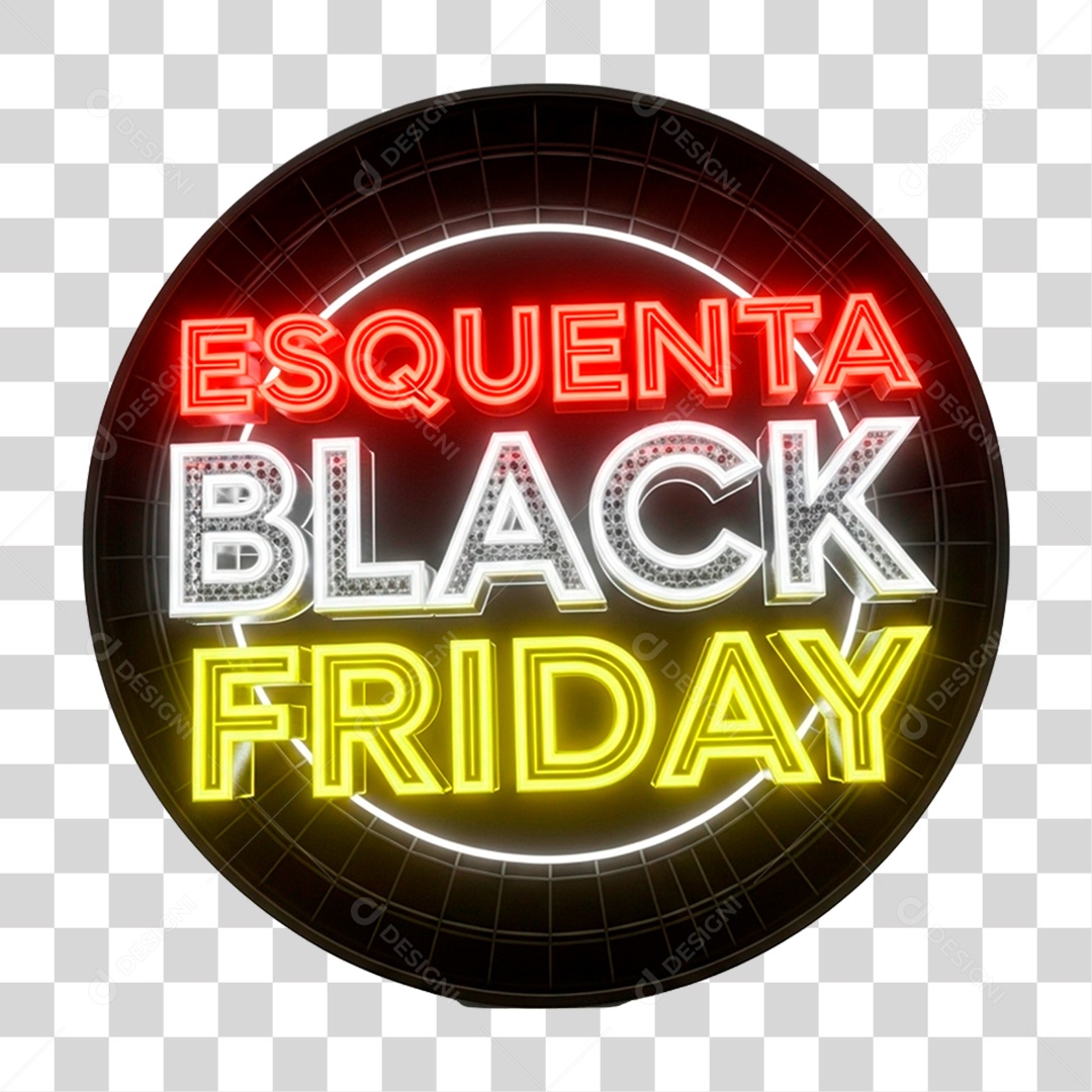 Selo 3D Esquenta Black Friday para Composição PNG Transparente