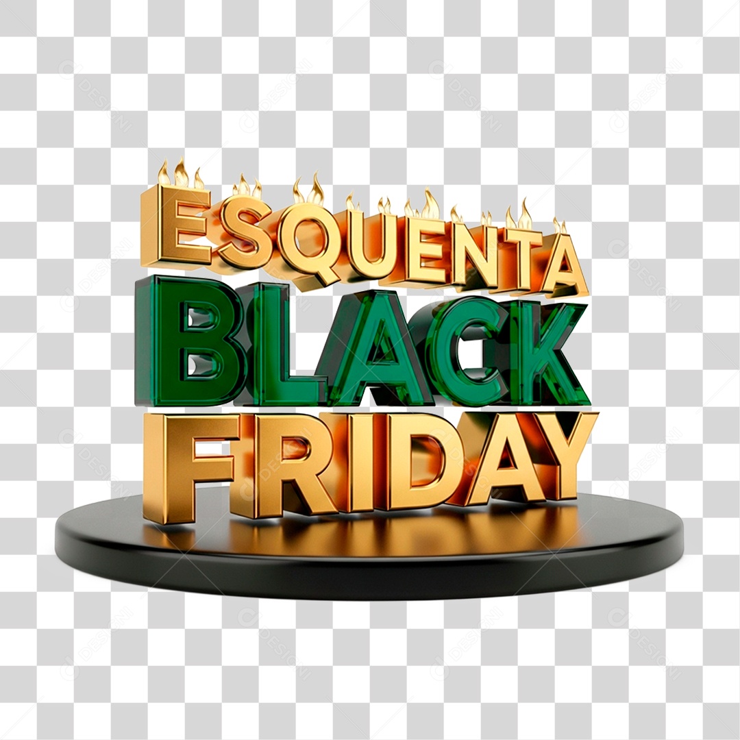 Selo 3D Esquenta Black Friday para Composição PNG Transparente