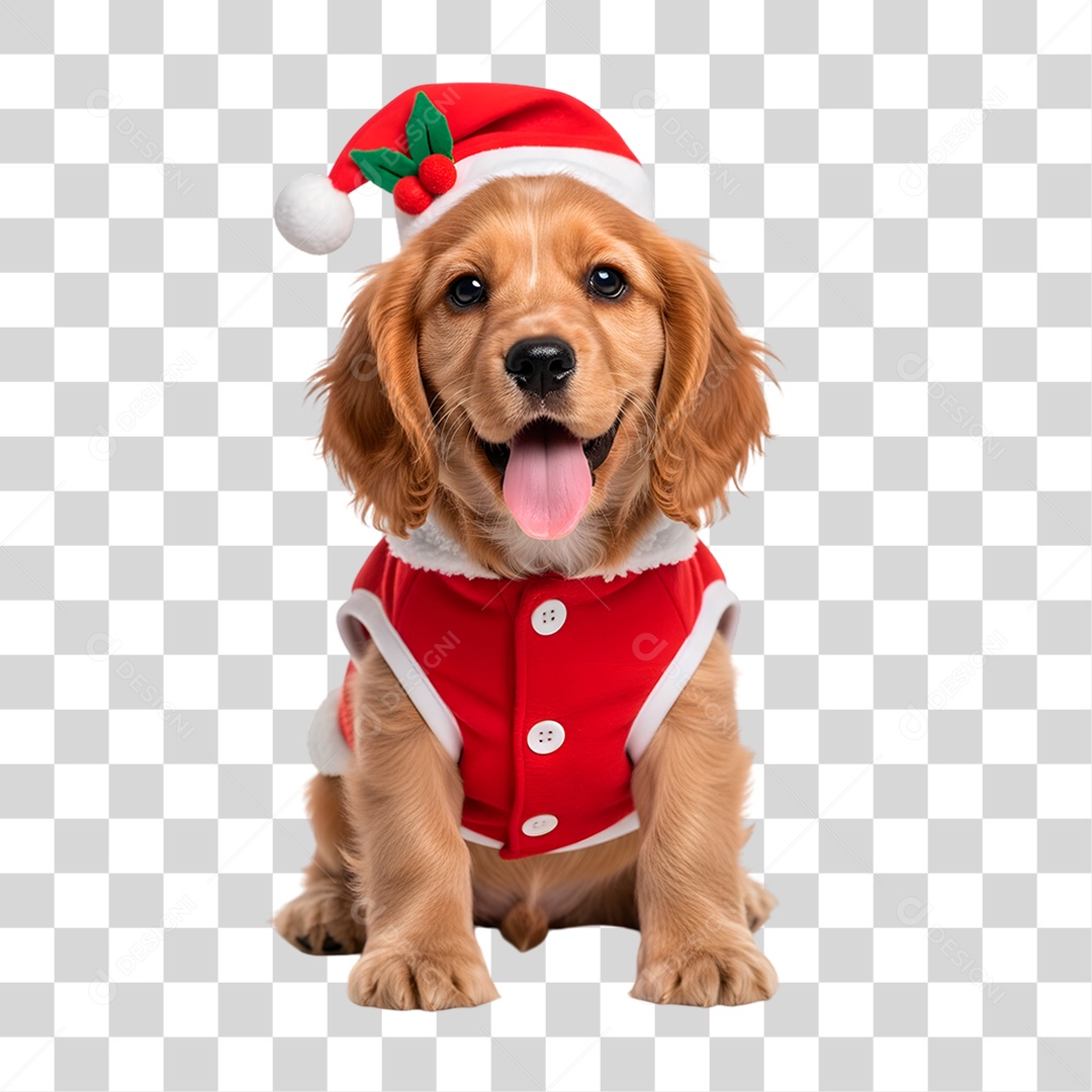 Cachorro de Fantasia Natalina PNG Transparente