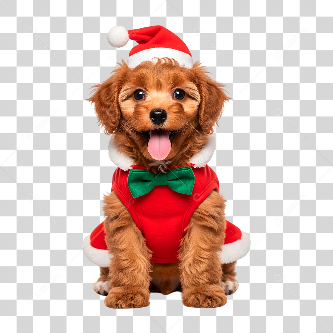 Cachorro de Fantasia Natalina PNG Transparente