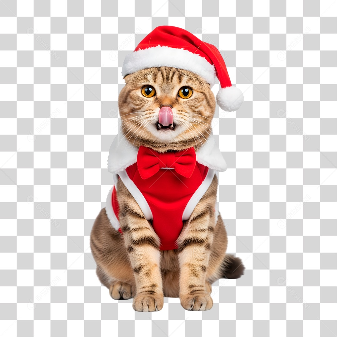 Gato de Fantasia Natalina PNG Transparente