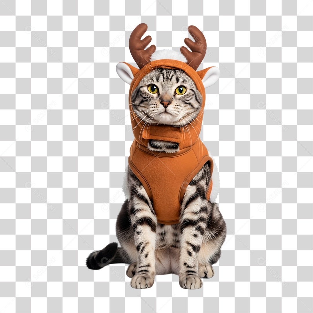 Gato de Fantasia Natalina PNG Transparente