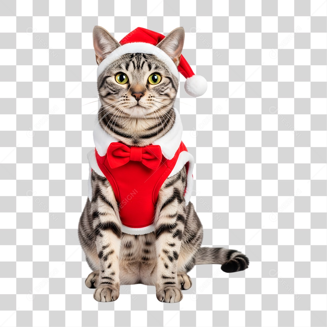 Gato de Fantasia Natalina PNG Transparente