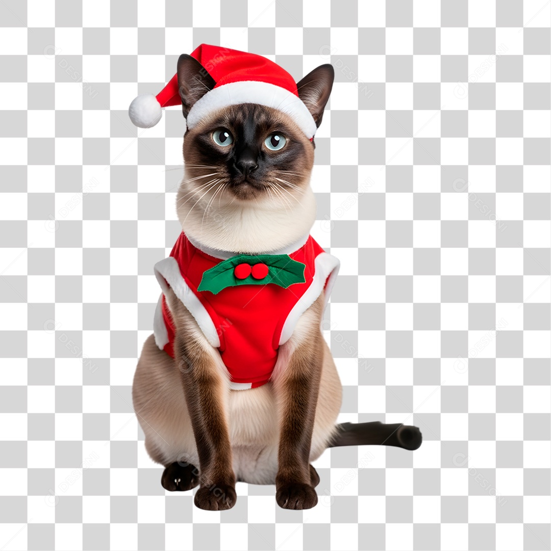 Gato de Fantasia Natalina PNG Transparente