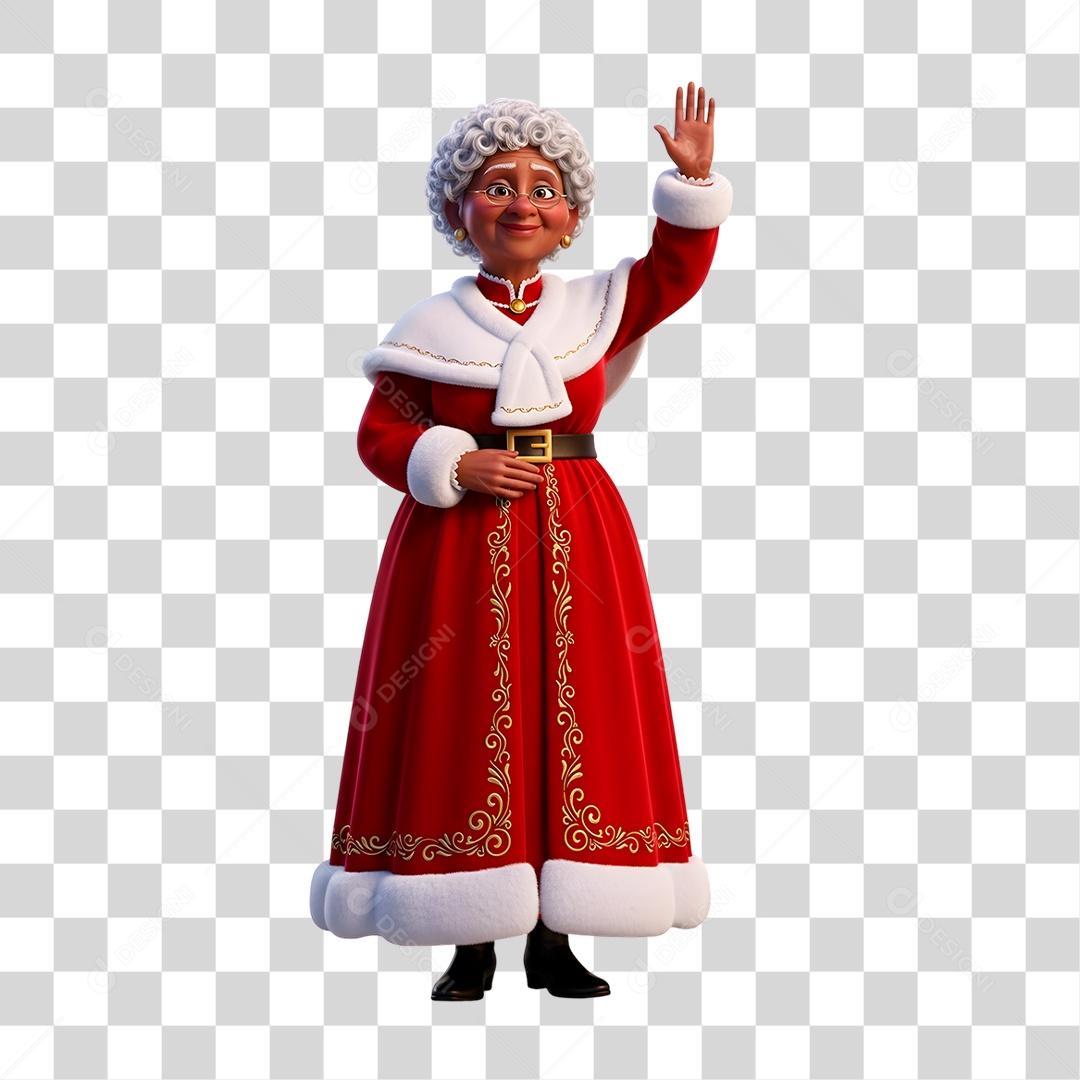 Personagem 3D Mamãe Noel PNG Transparente