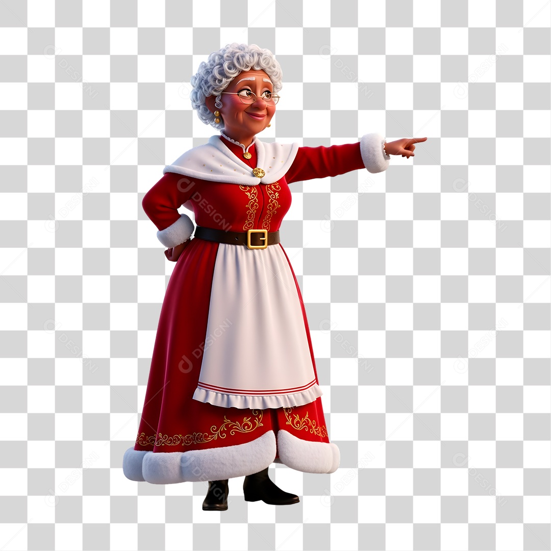 Personagem 3D Mamãe Noel PNG Transparente