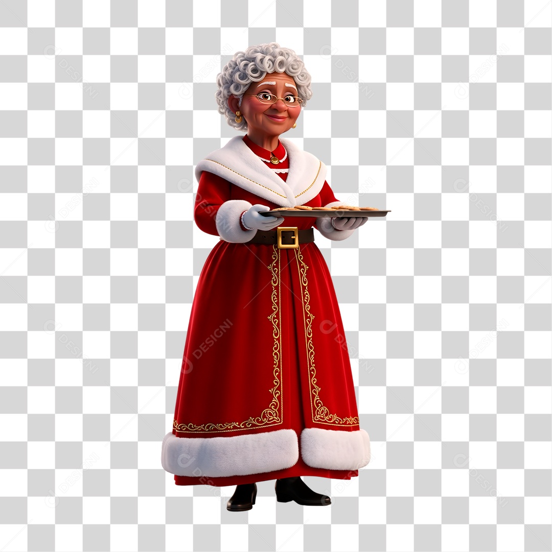 Personagem 3D Mamãe Noel PNG Transparente