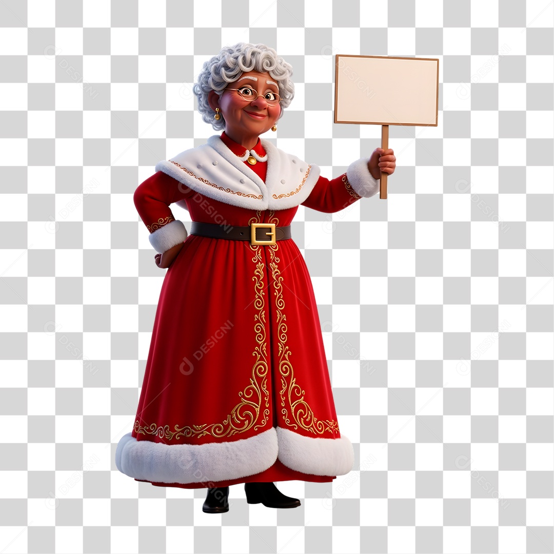 Personagem 3D Mamãe Noel PNG Transparente