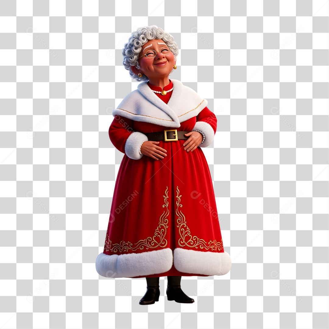Personagem 3D Mamãe Noel PNG Transparente
