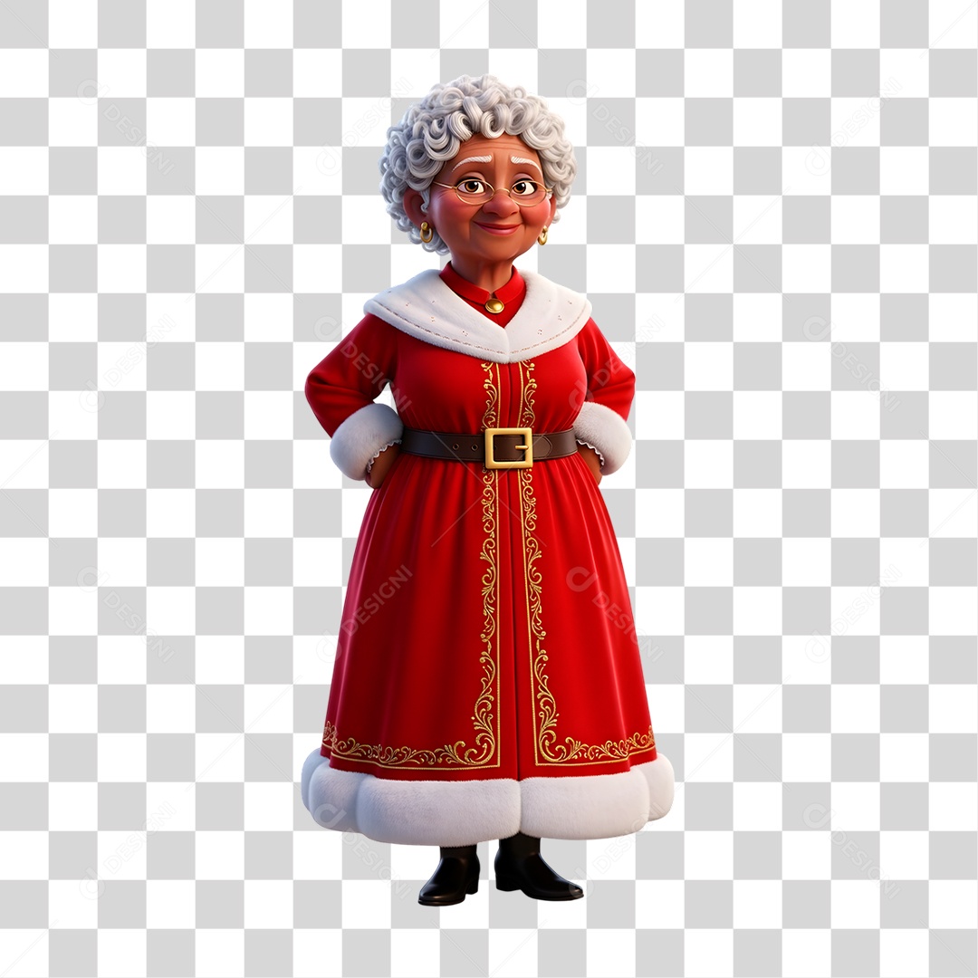 Personagem 3D Mamãe Noel PNG Transparente