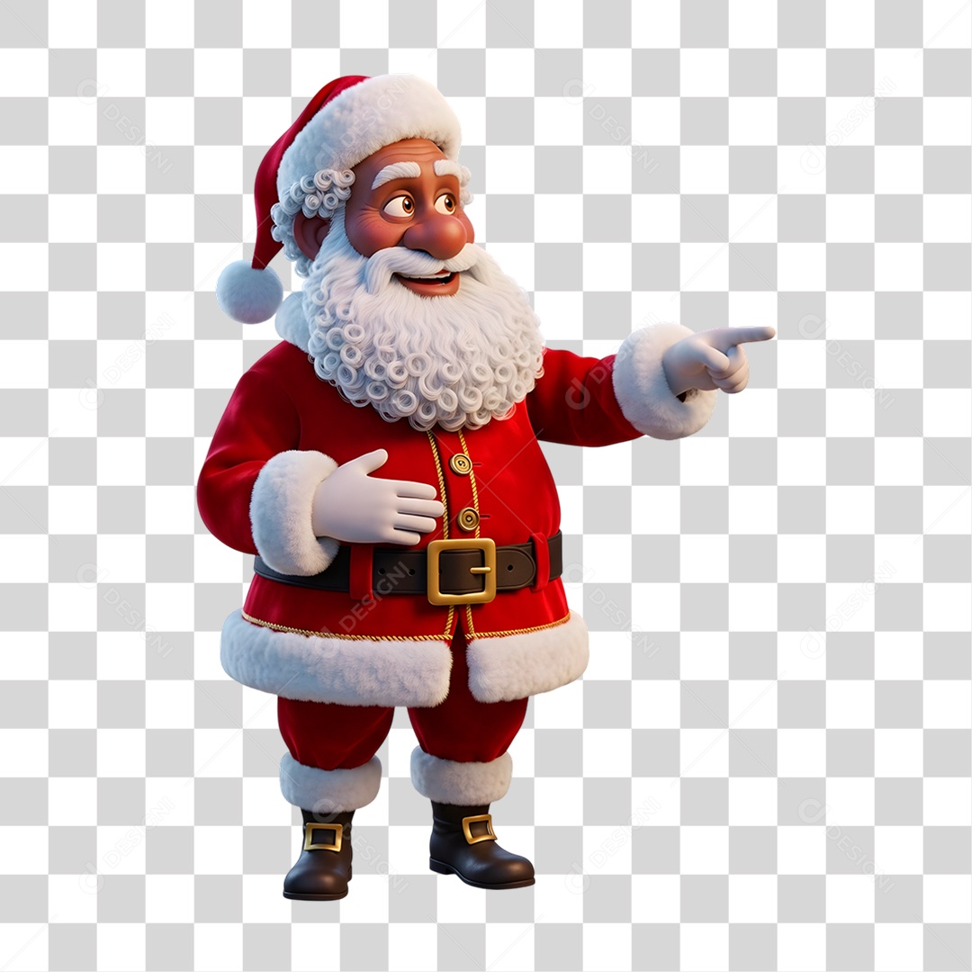 Personagem 3D Papai Noel Negro PNG Transparente