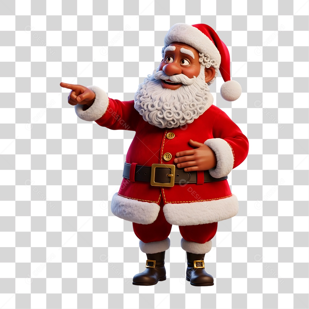 Personagem 3D Papai Noel Negro PNG Transparente