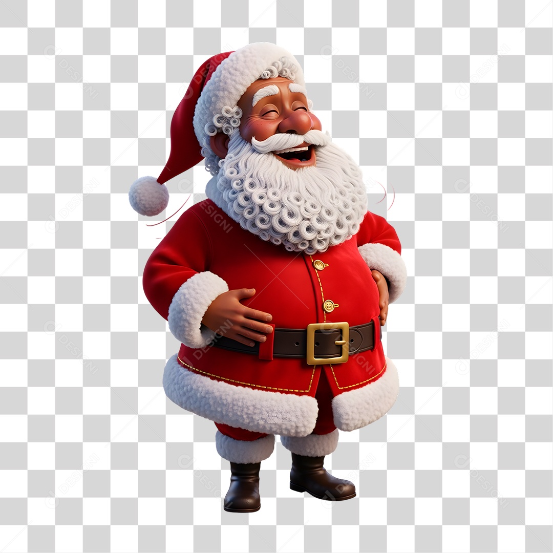 Personagem 3D Papai Noel Negro PNG Transparente