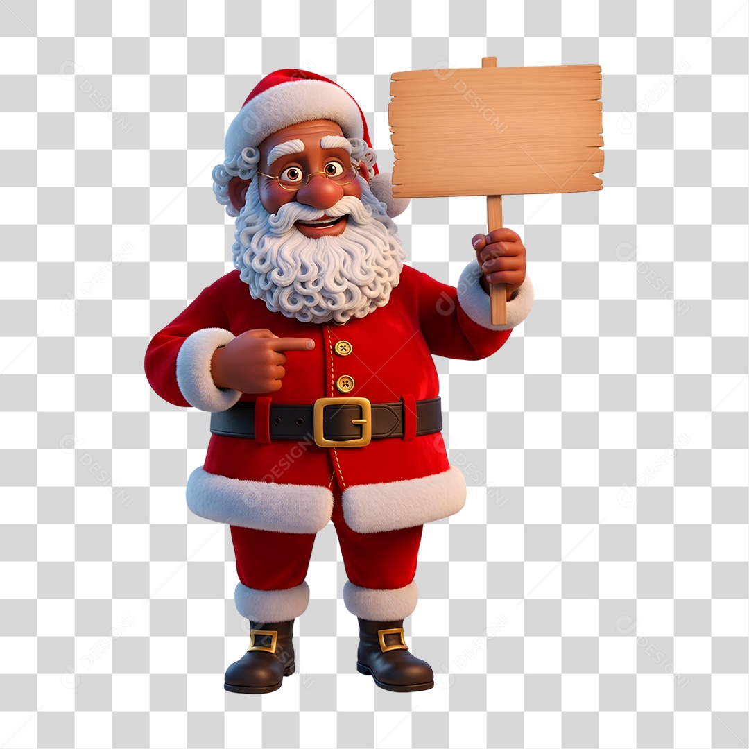 Personagem 3D Papai Noel Negro PNG Transparente