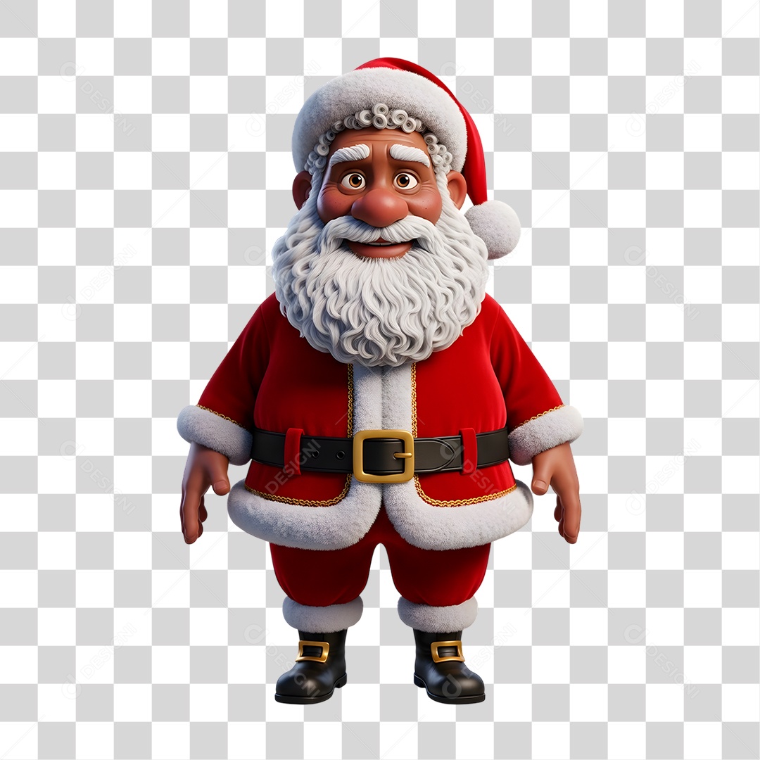 Personagem 3D Papai Noel Negro PNG Transparente