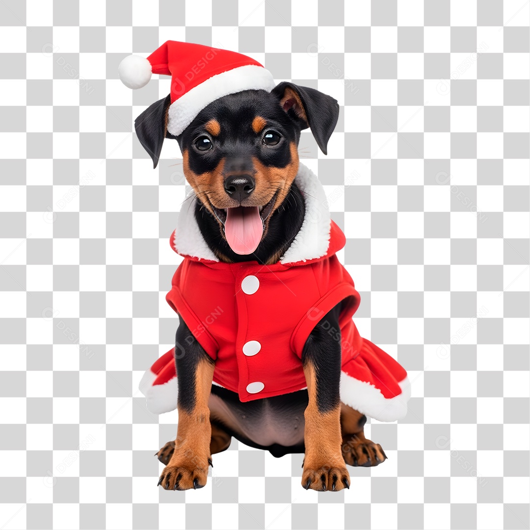Cachorro de Fantasia Natalina PNG Transparente