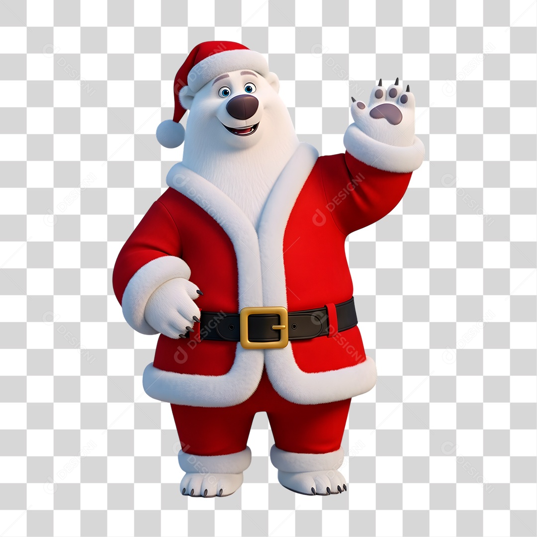 Personagem 3D Urso Natalino PNG Transparente