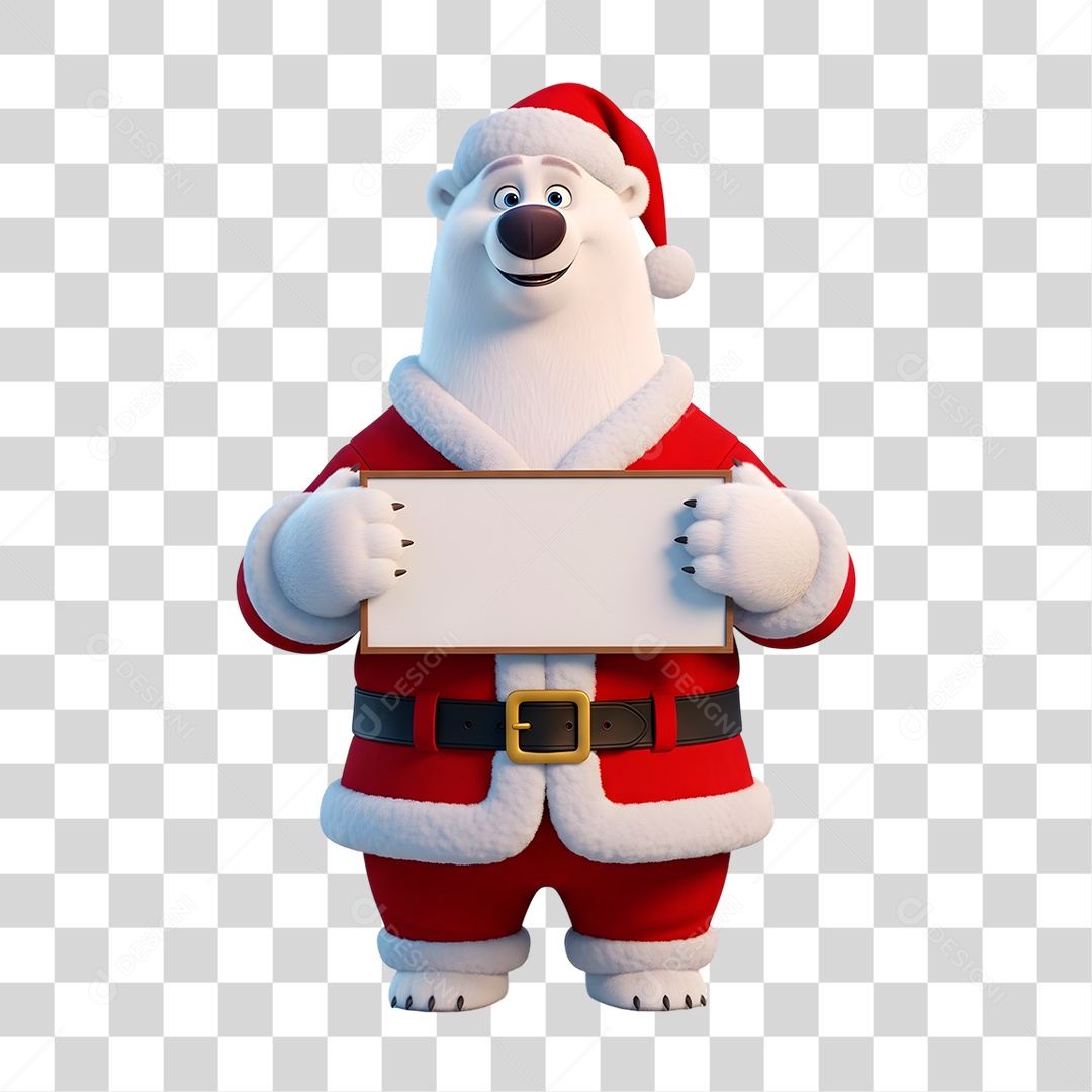 Personagem 3D Urso Natalino PNG Transparente