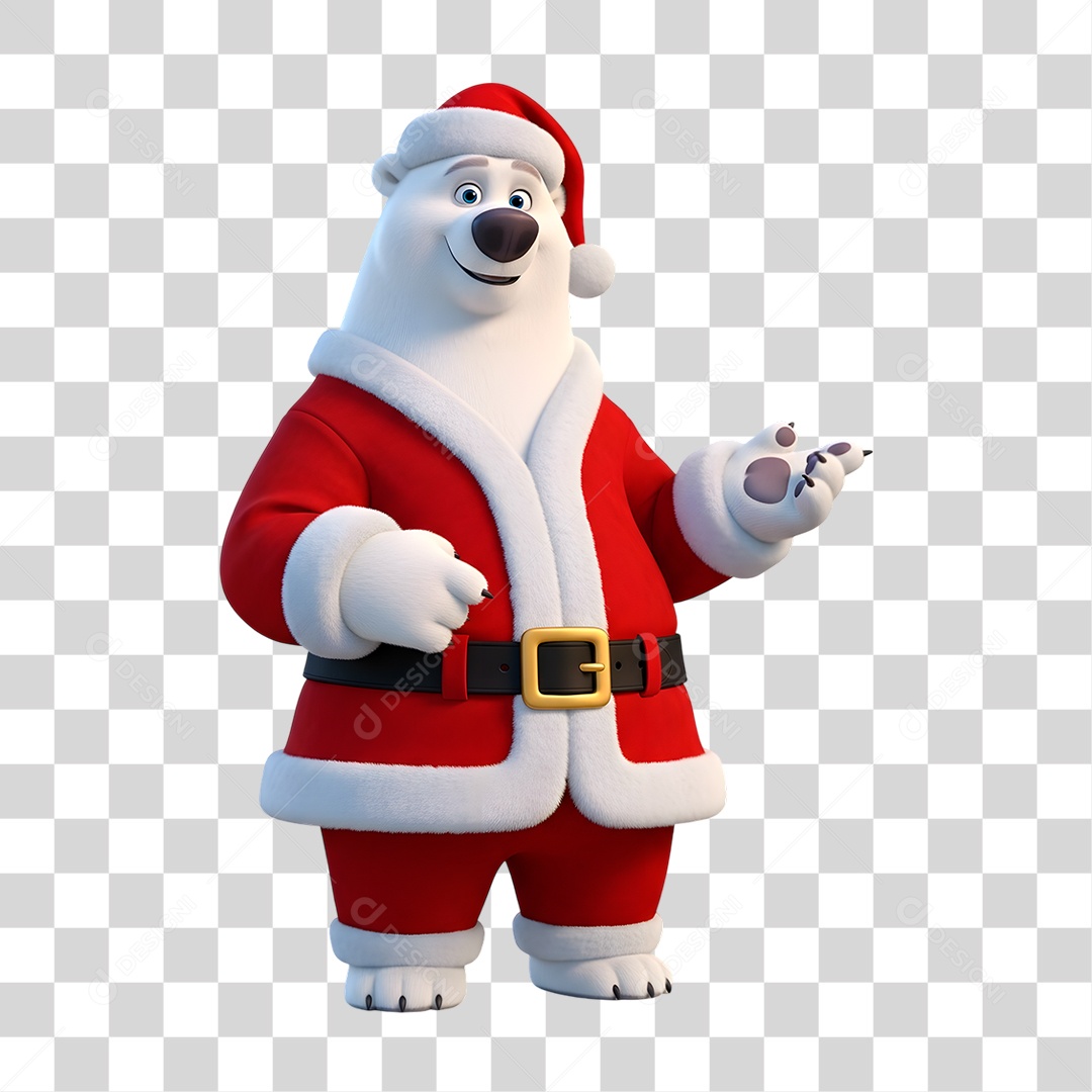 Personagem 3D Urso Natalino PNG Transparente