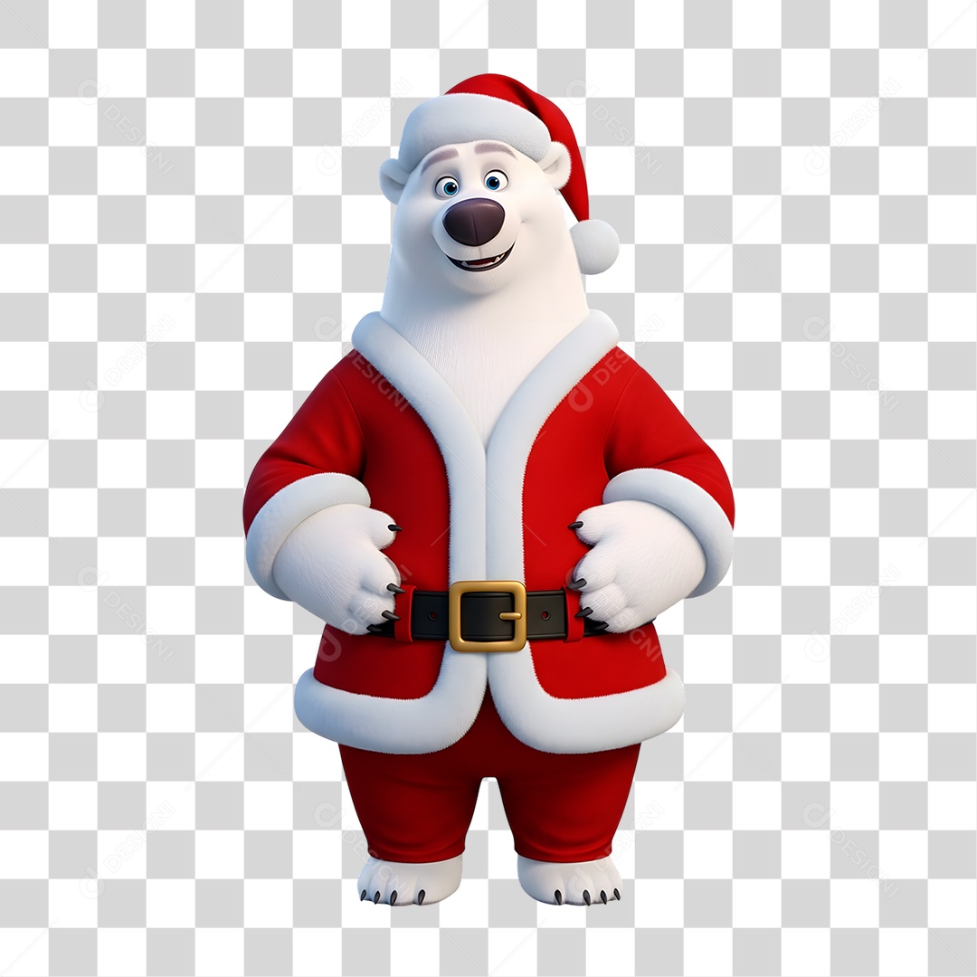 Personagem 3D Urso Natalino PNG Transparente