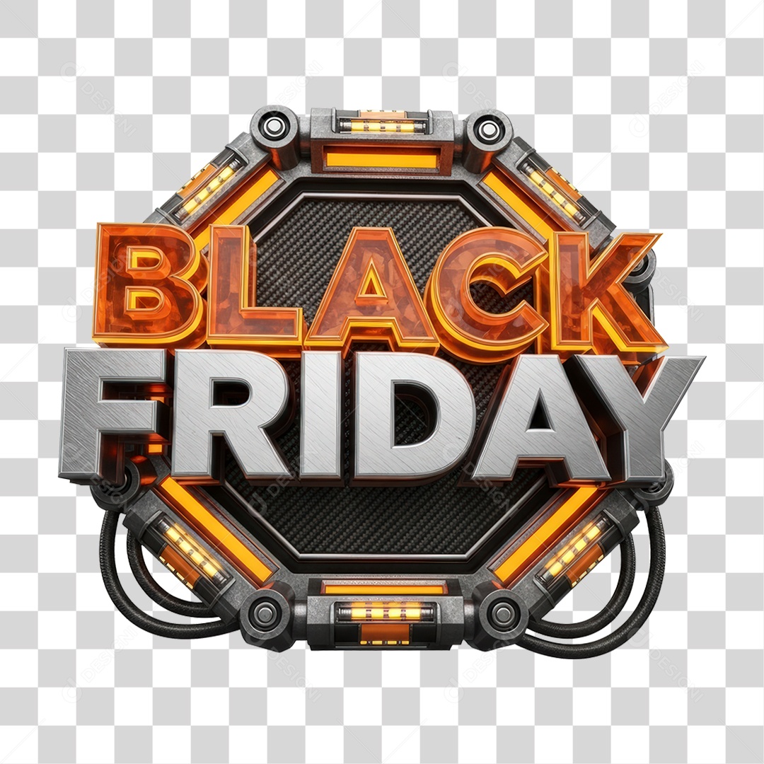 Black Friday 3D Seal for Transparent PNG Composition