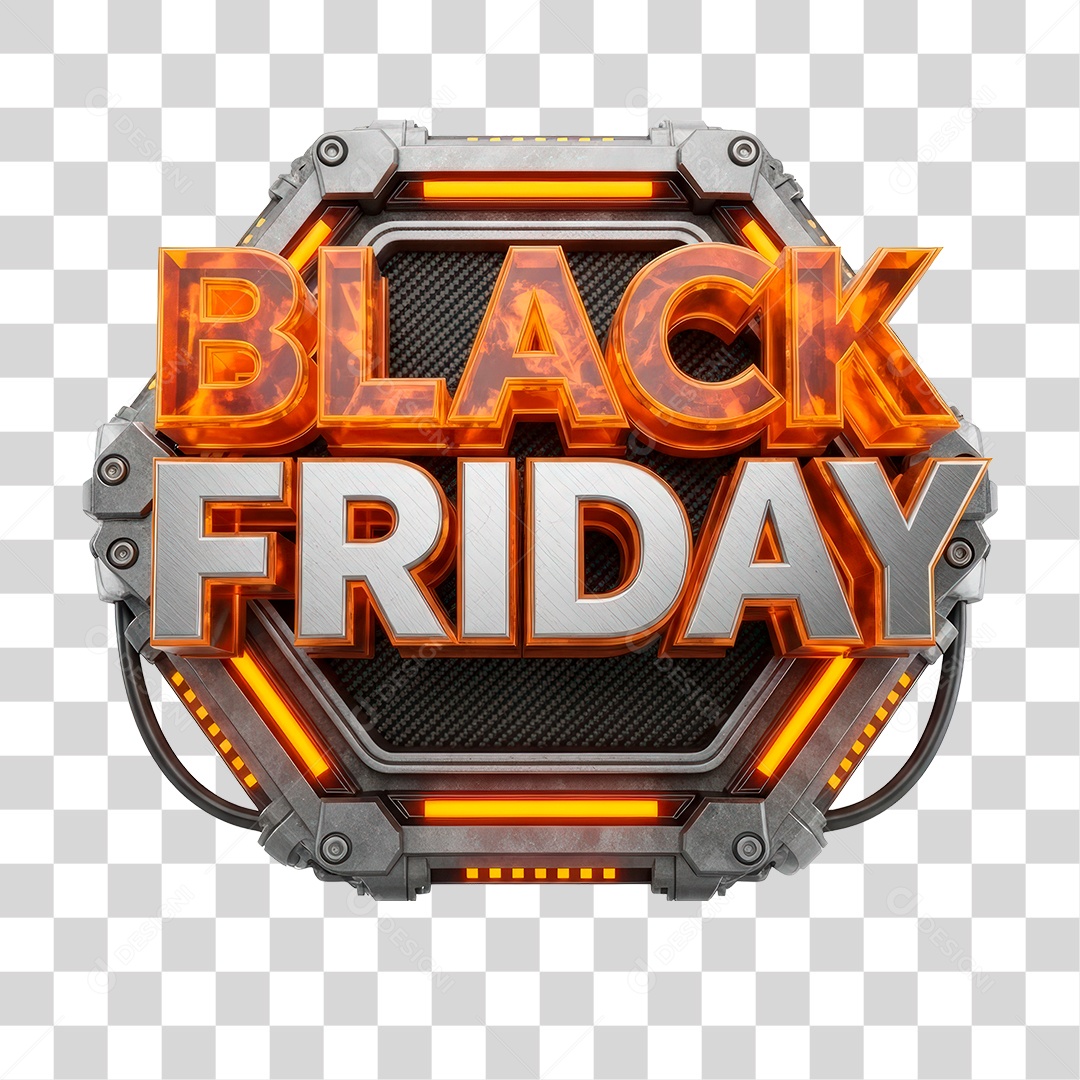 Black Friday 3D Seal for Transparent PNG Composition