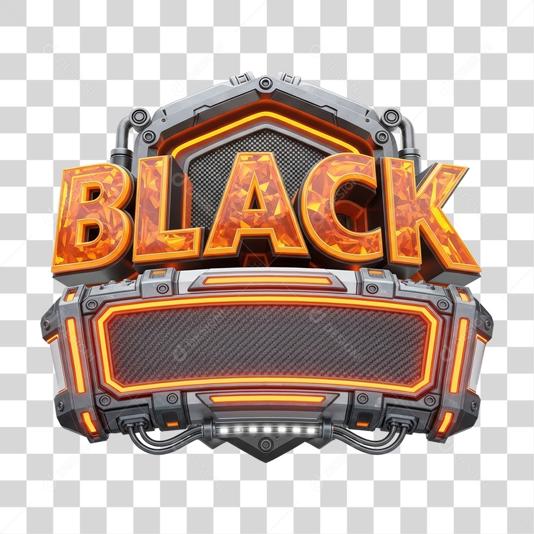 3D Black Seal for Transparent PNG Composition