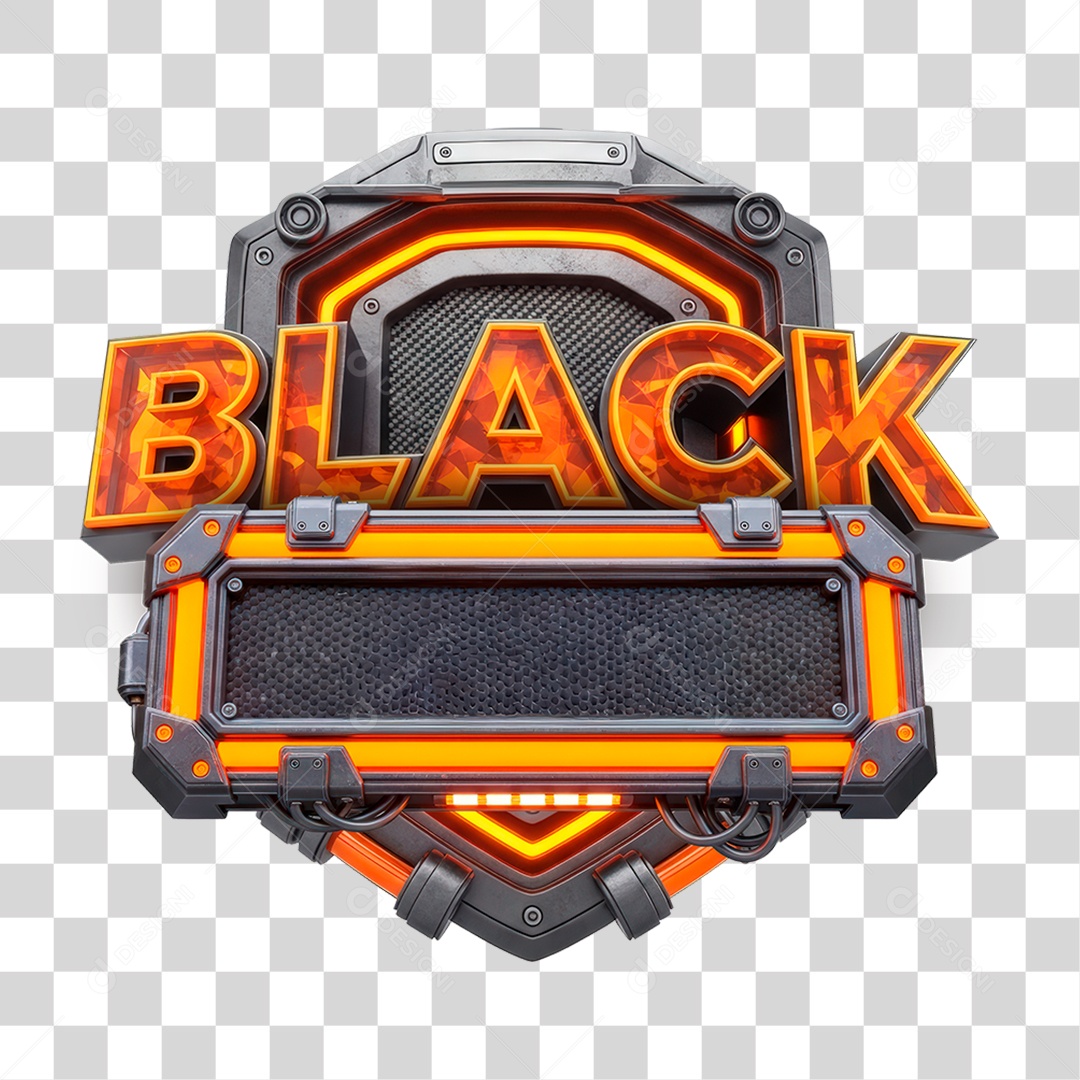 3D Black Seal for Transparent PNG Composition