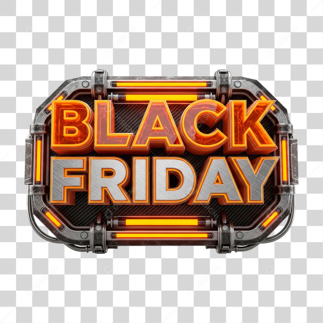 Selo 3D Black Friday para Composição PNG Transparente