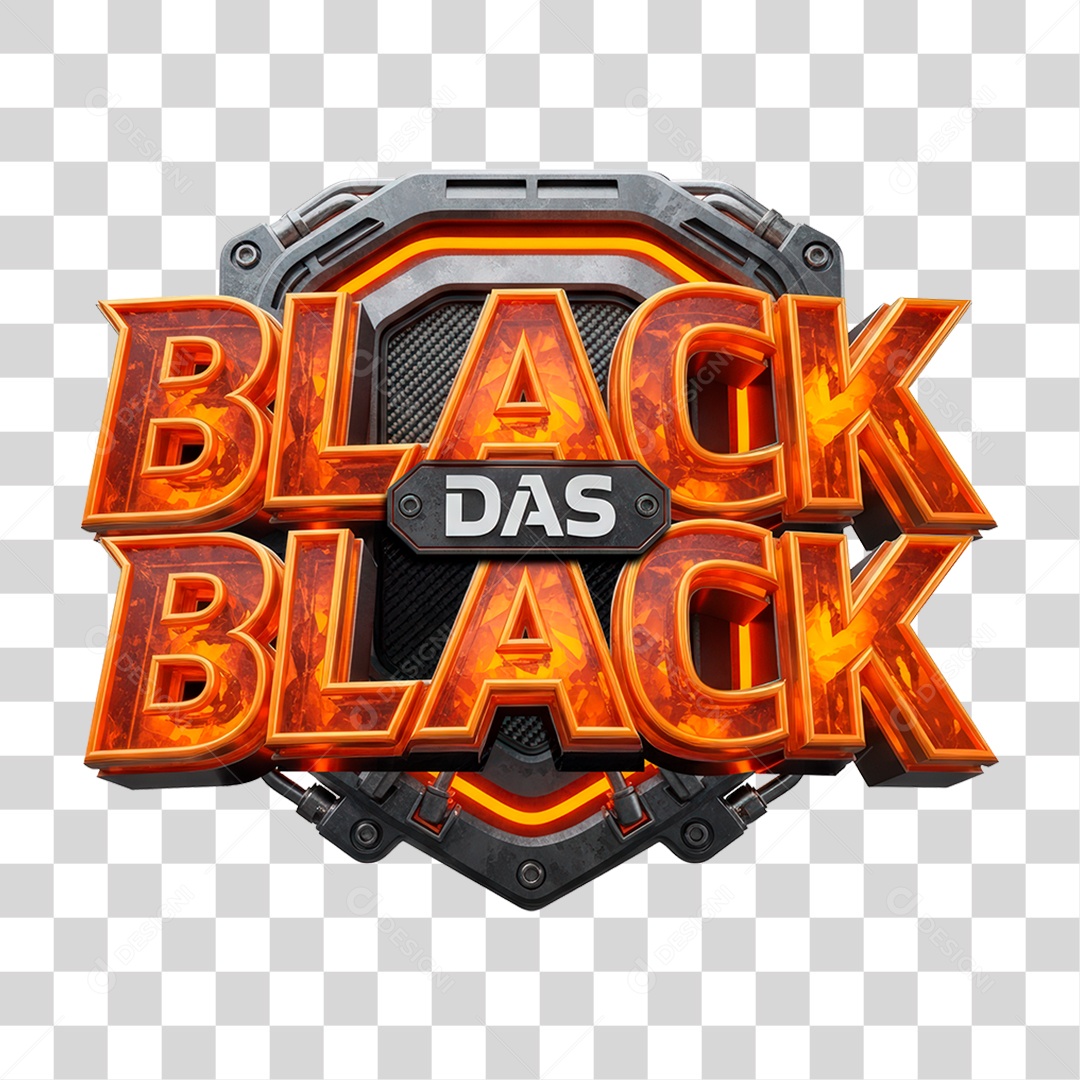 Selo 3D Black das Black para Composição PNG Transparente