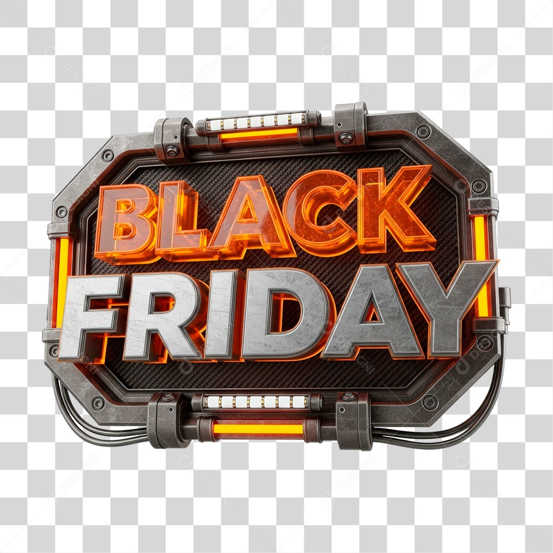 Black Friday 3D Seal for Transparent PNG Composition