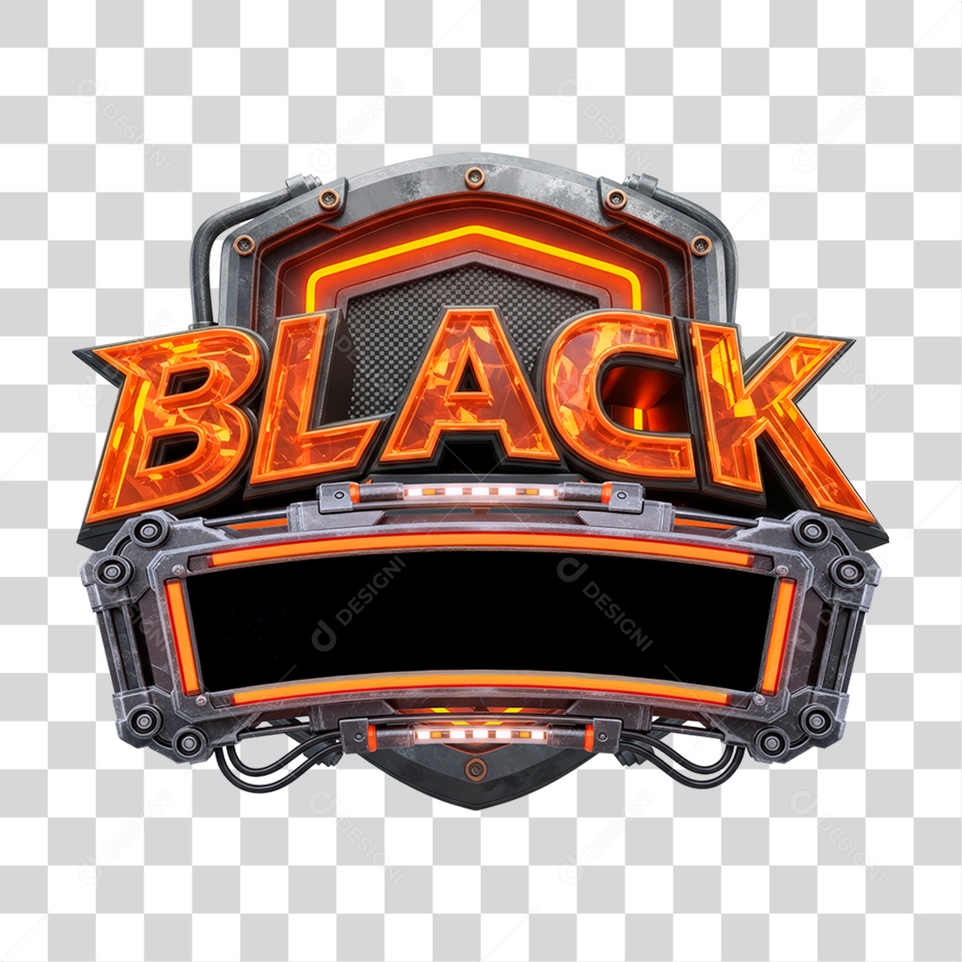 3D Black Seal for Transparent PNG Composition