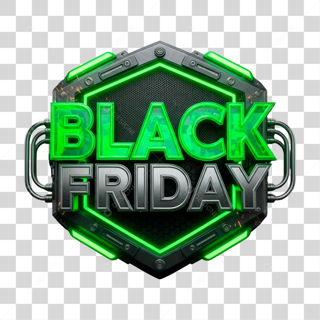 Black Friday 3D Seal for Transparent PNG Composition