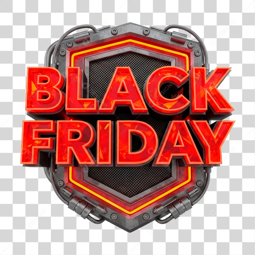 Black Friday 3D Seal for Transparent PNG Composition