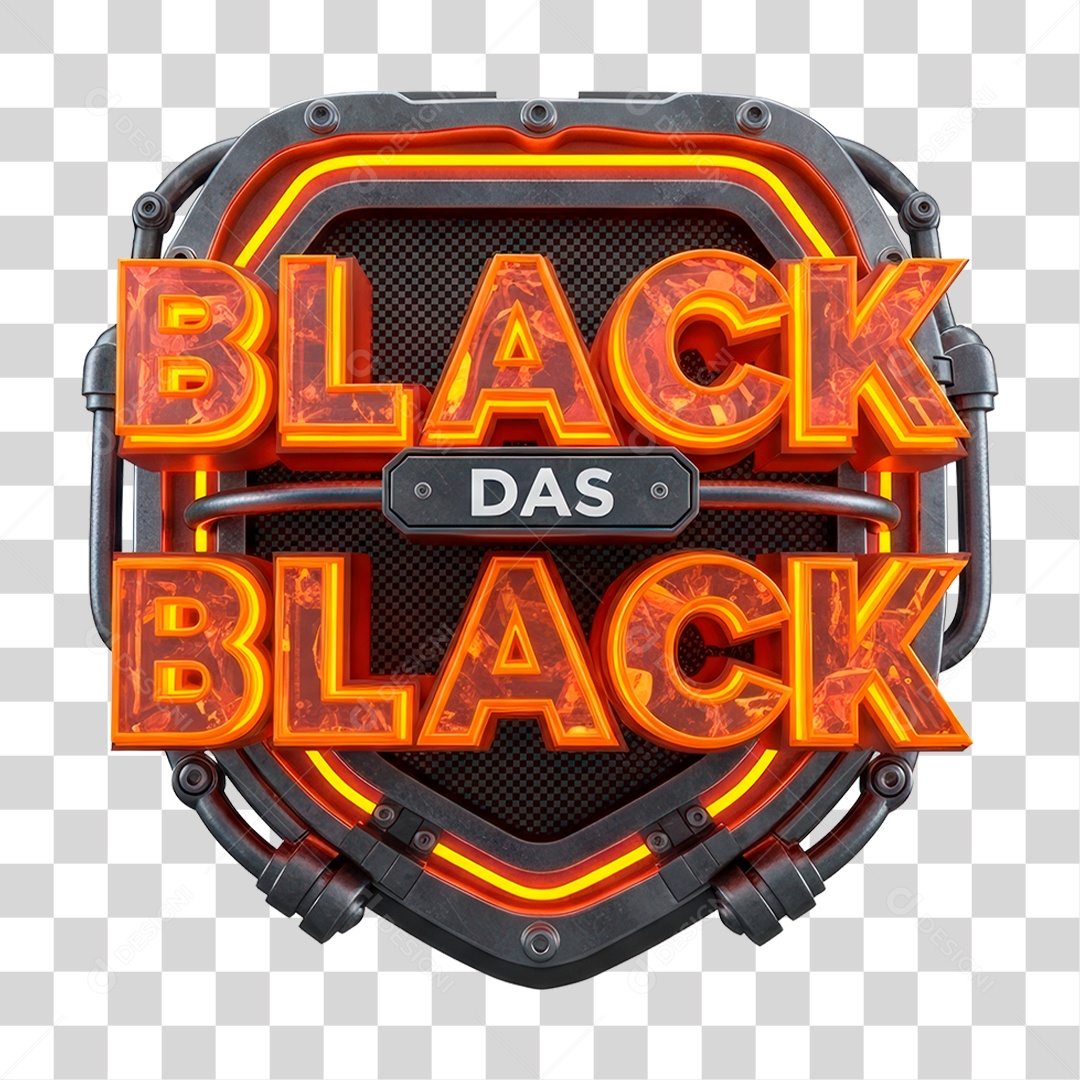 Selo 3D Black das Black para Composição PNG Transparente
