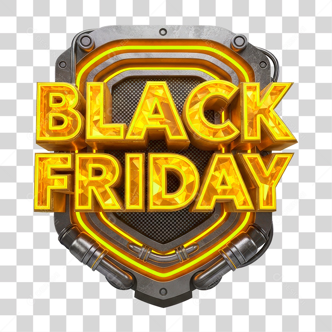 Selo 3D Black das Black para Composição PNG Transparente