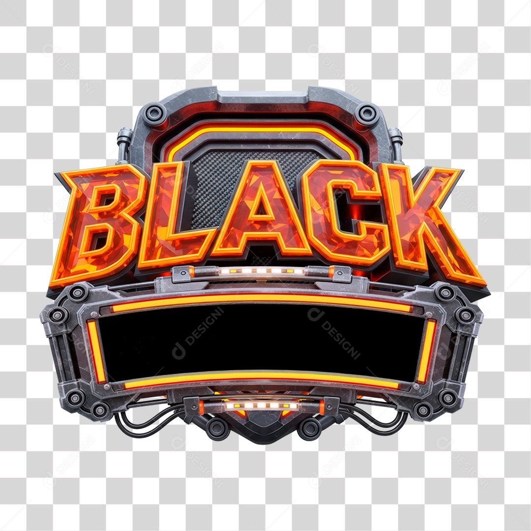 3D Black Seal for Transparent PNG Composition