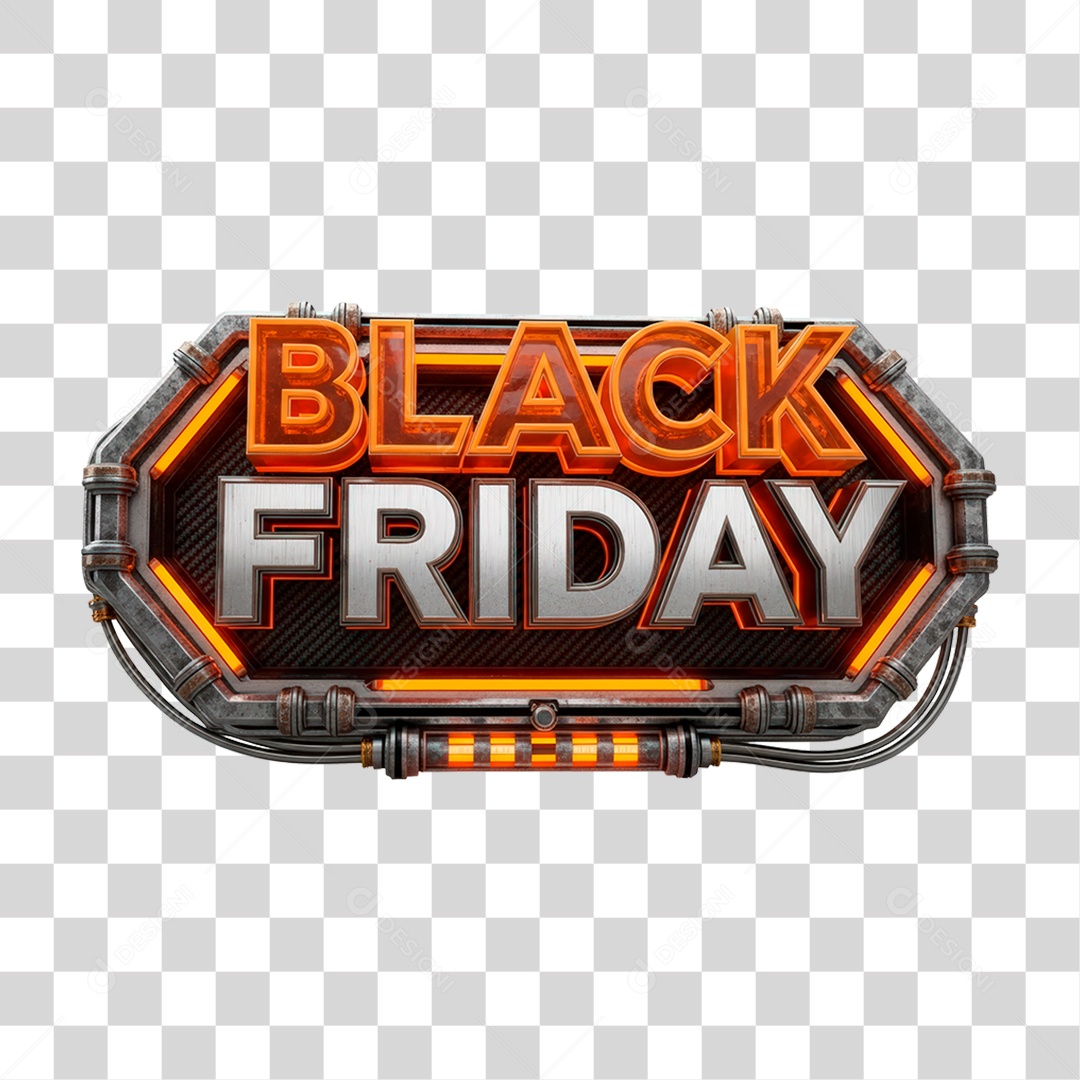 Black Friday 3D Seal for Transparent PNG Composition