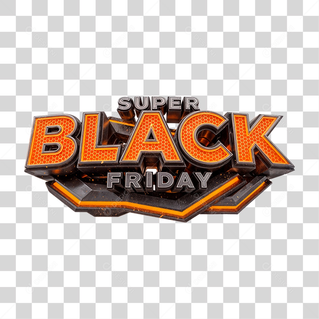 Selo 3D Super Black Friday para Composição PNG Transparente