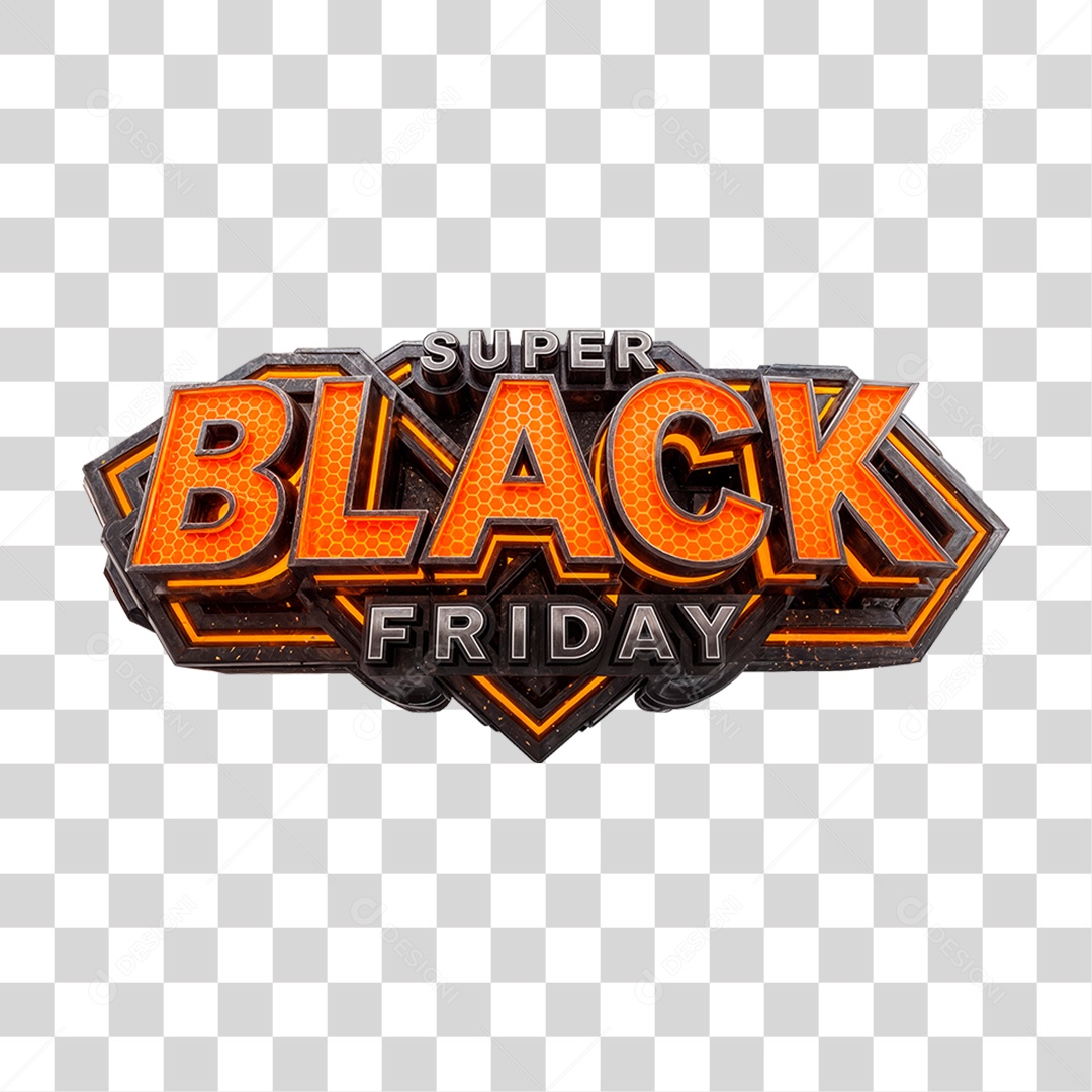 Selo 3D Super Black Friday para Composição PNG Transparente