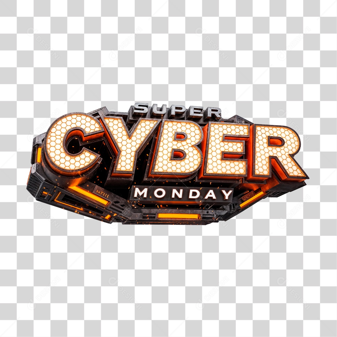 Selo 3D Super Cyber Monday PNG Transparente