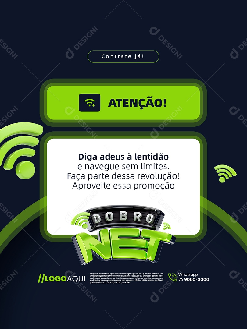 Dobro Net Provedor de Internet Atenção Diga Adeus à Lentidão Social Media PSD Editável