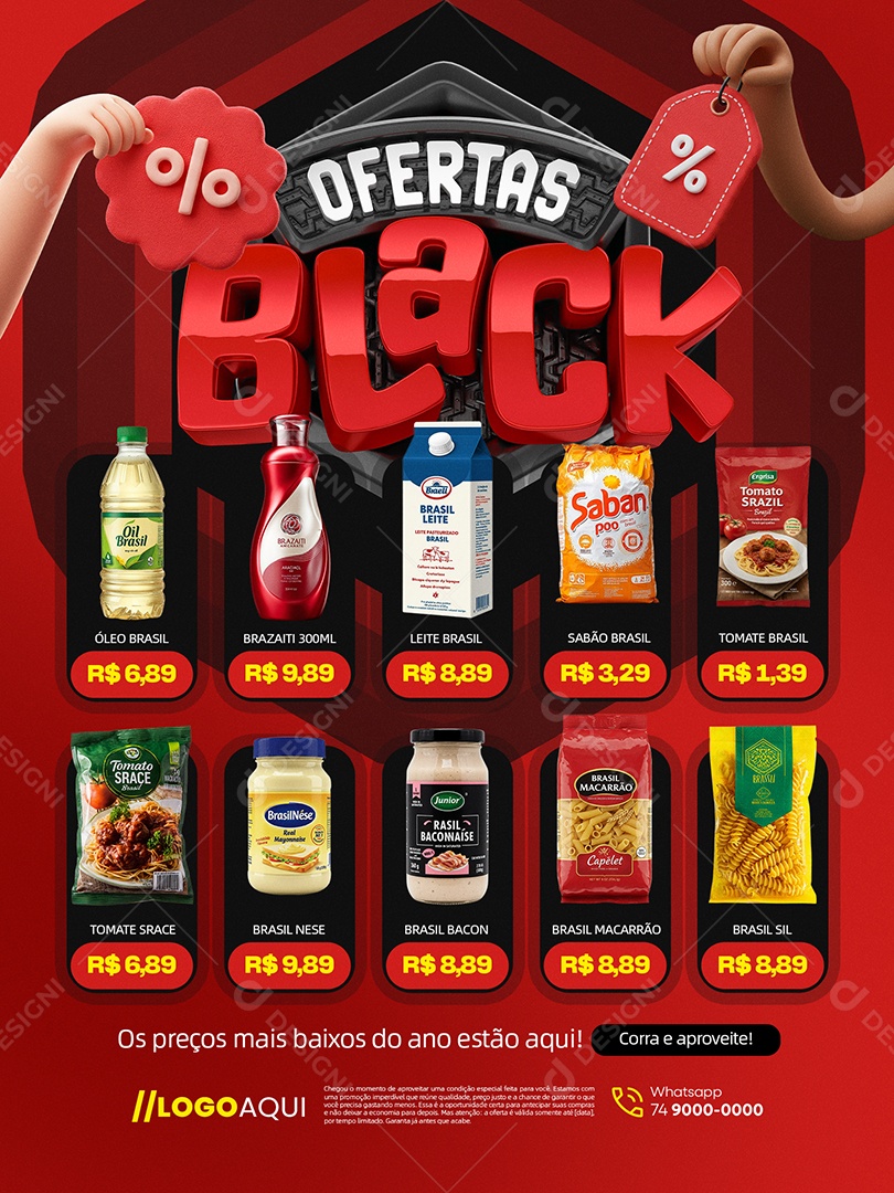 Ofertas Black Supermercado Encarte Óleo Leite Os Preços Baixos Social Media PSD Editável