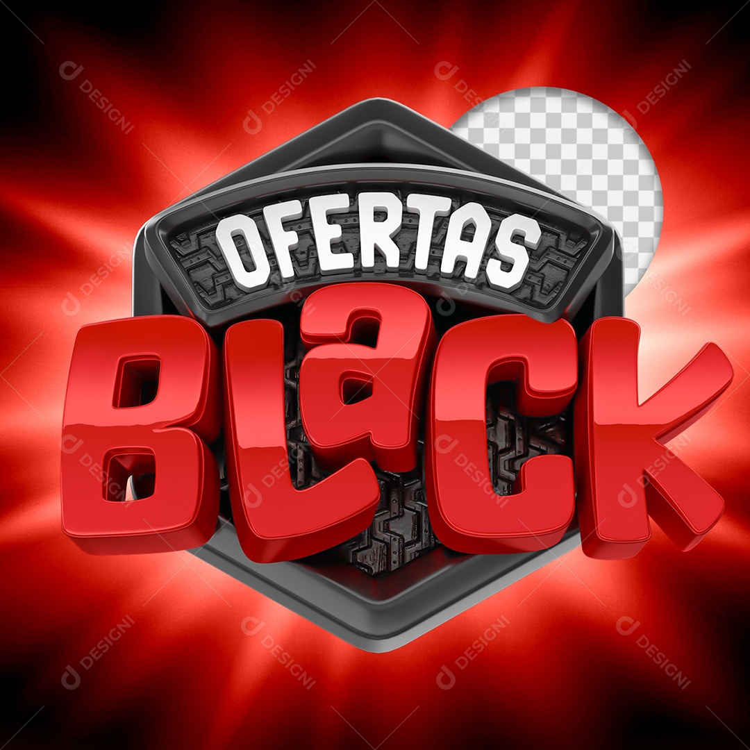 Ofertas Black Selo 3D para Composição PSD